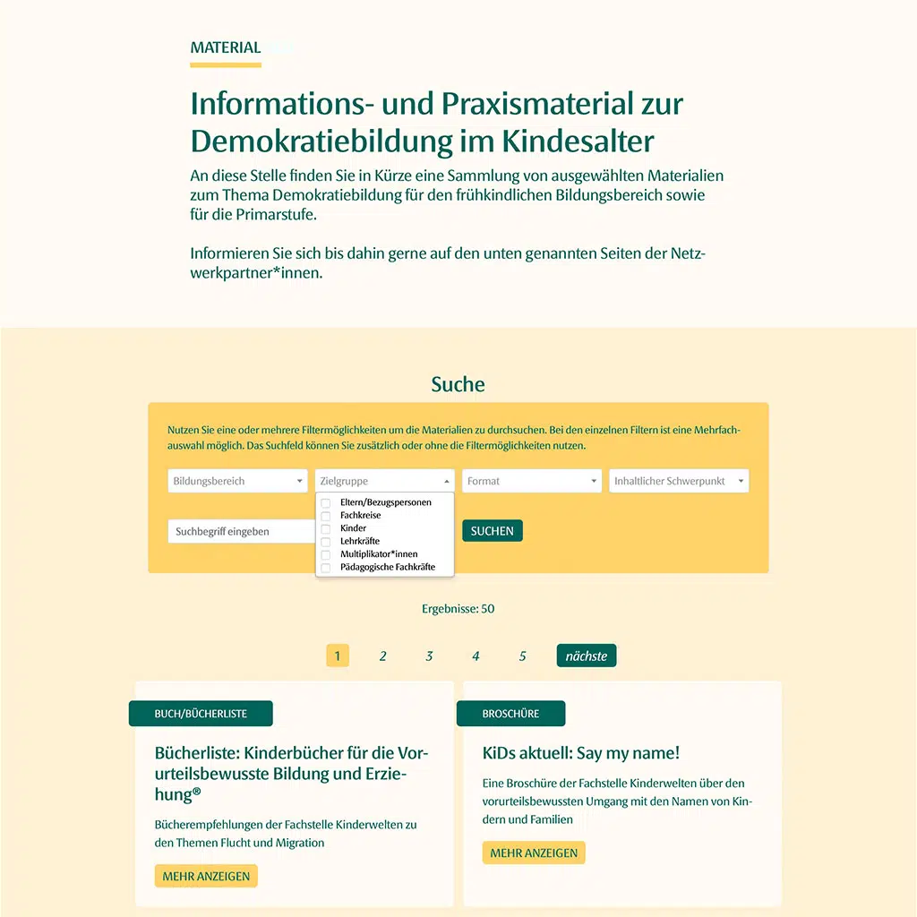 Materialsammlung mit Filtern