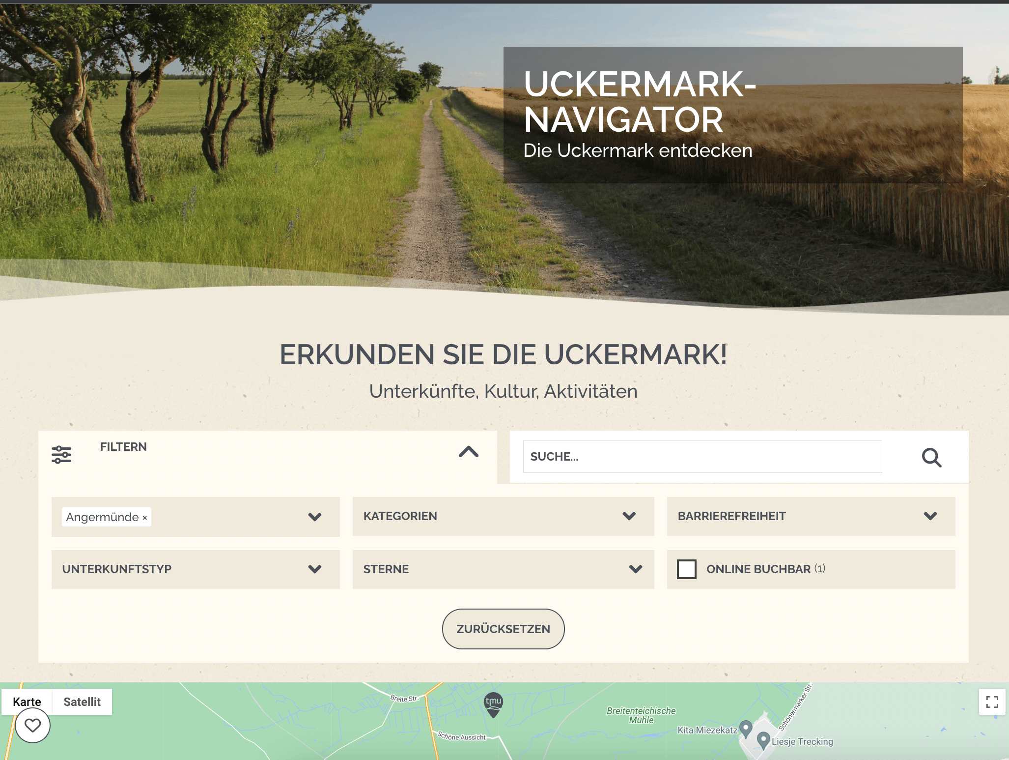 POIs finden mit dem Uckermark-Navigator
