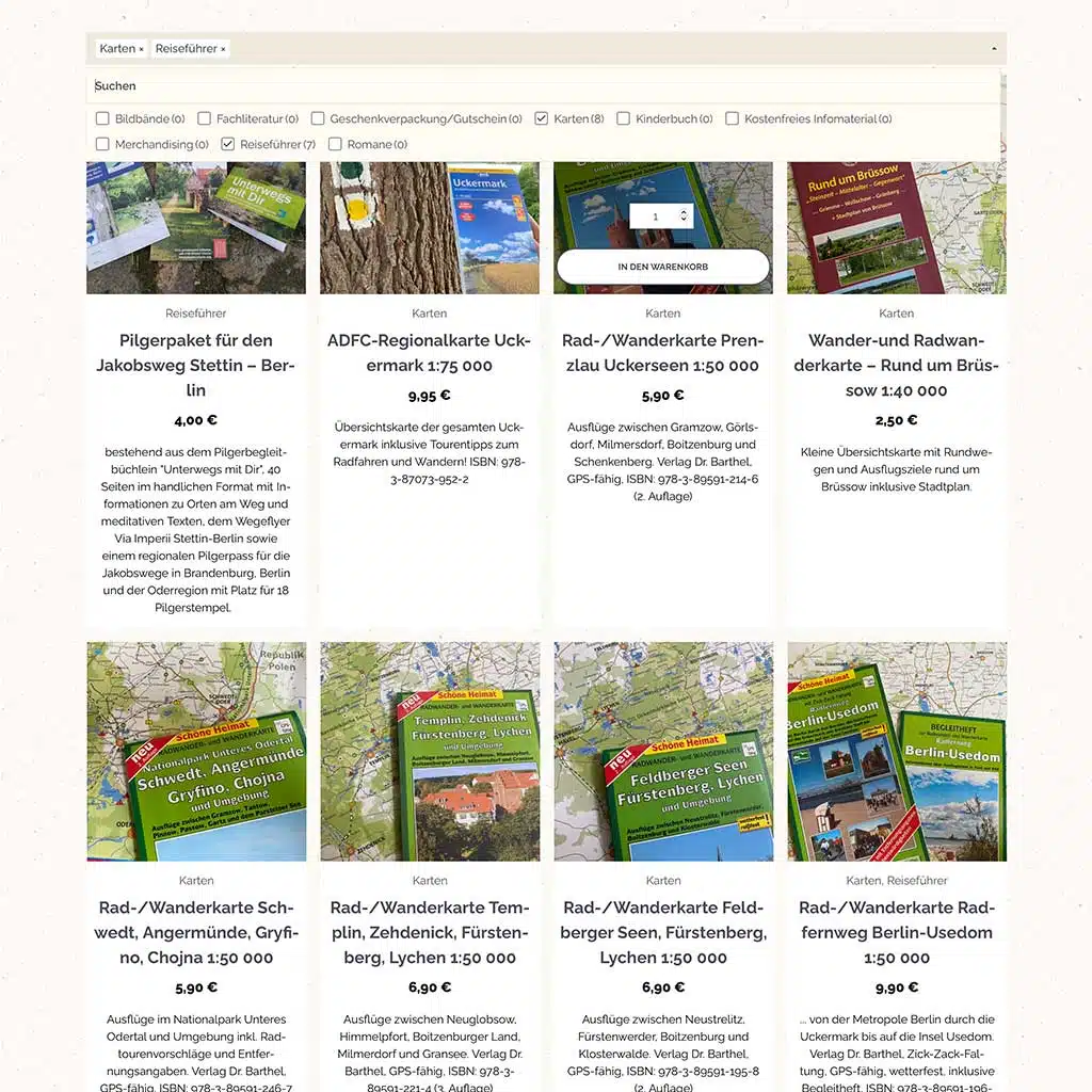 Produkte im Onlineshop