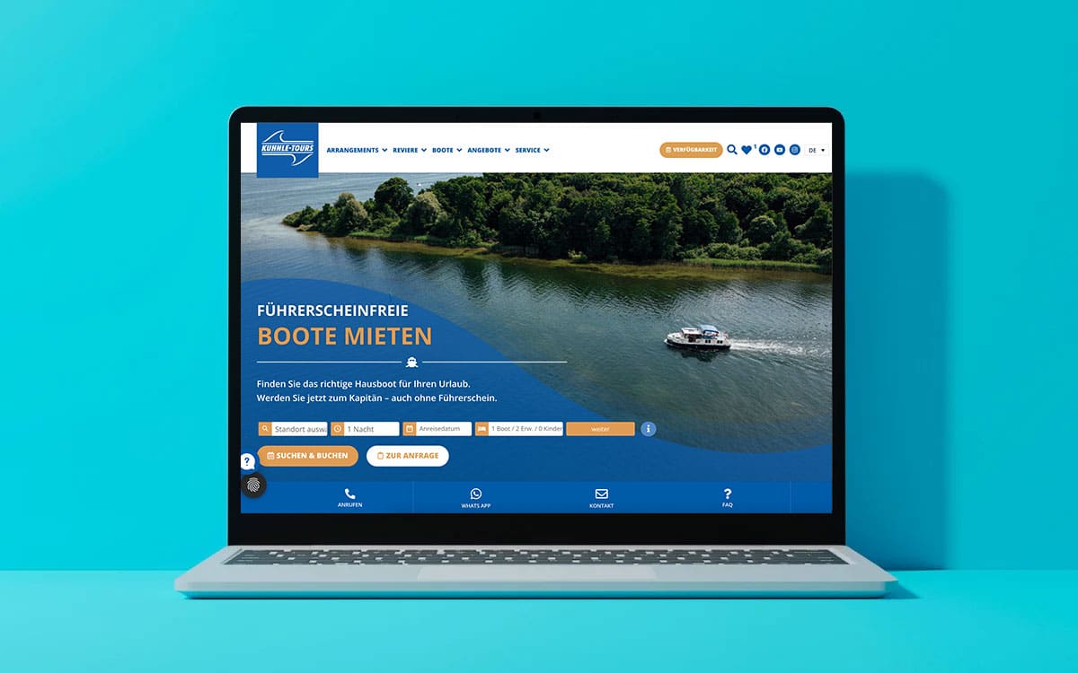 Website relaunch: Traveling by houseboat with "KUHNLE-TOURS"