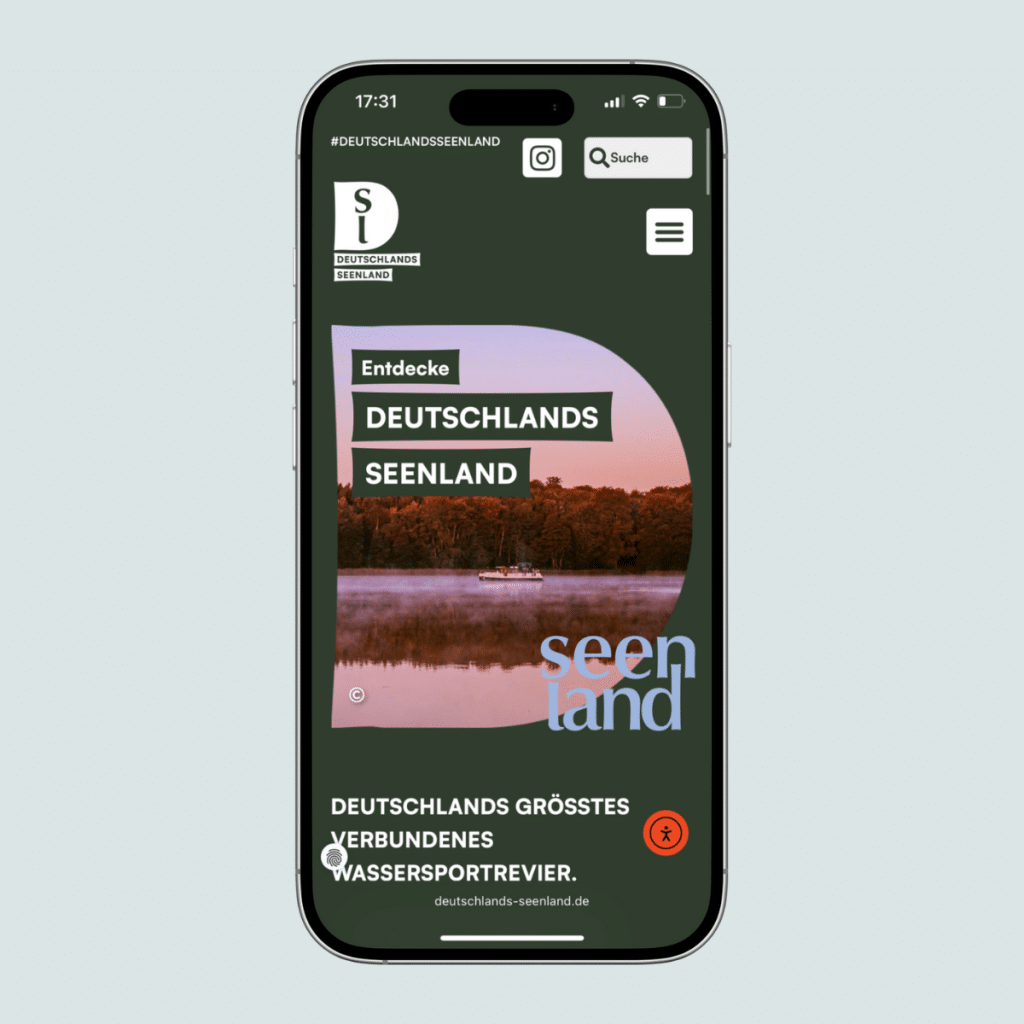 Handy zeigt Website für Deutschlands Seenland.