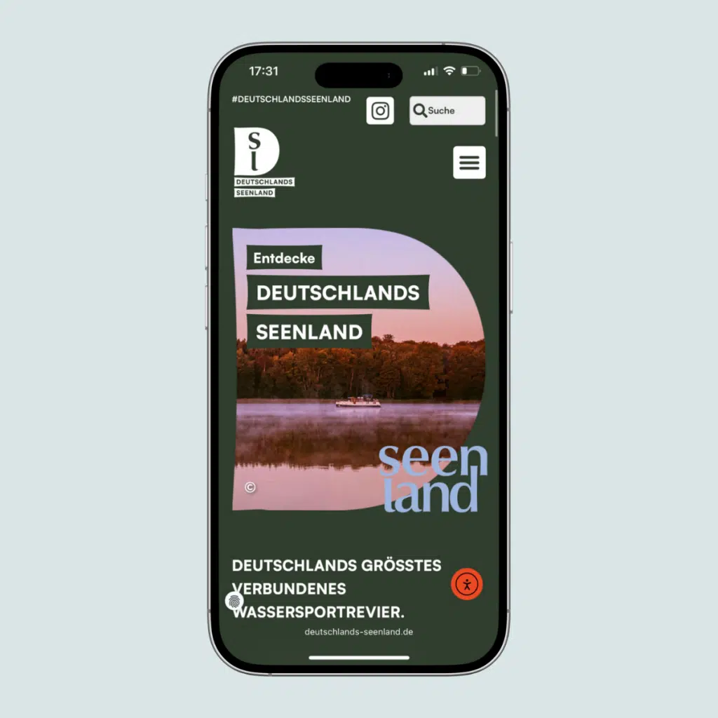 Handy zeigt Website für Deutschlands Seenland.