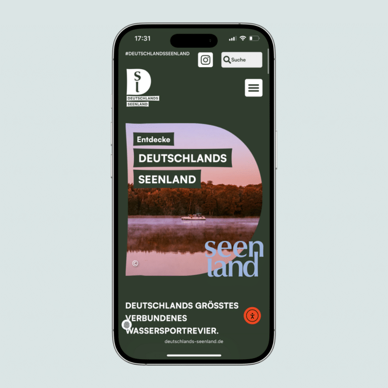 Handy zeigt Website für Deutschlands Seenland.