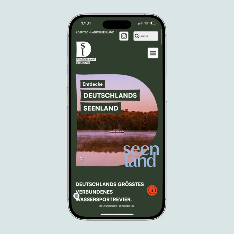 Handy zeigt Website für Deutschlands Seenland.