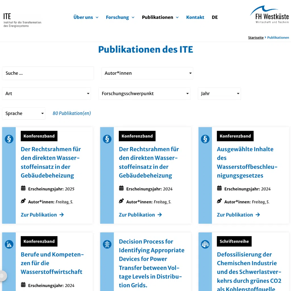 Publikationen des ITE - Übersicht